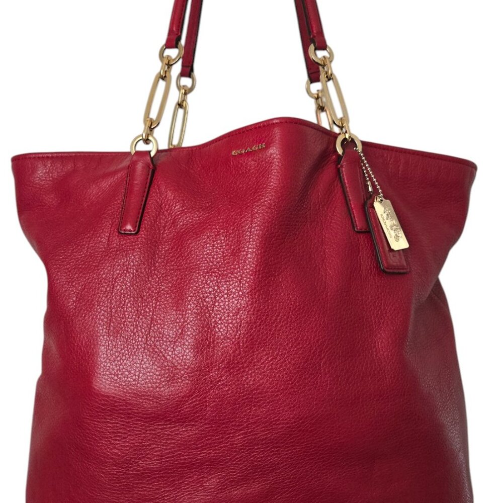 Coach Madison North/South Tote Leather in Scarlet Red